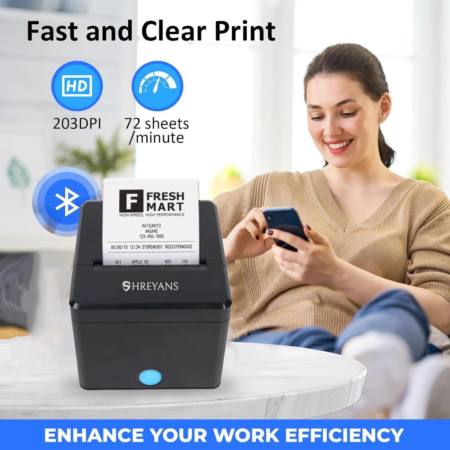 SHREYANS 80mm Thermal Billing Printer with Auto Cutter (3 Inch)
