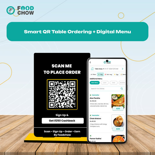 FoodChow QR table ordering standee with digital menu
