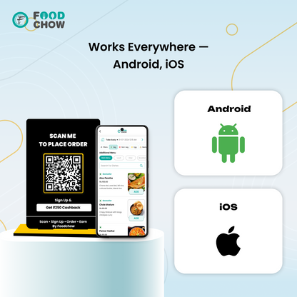 Foodchow Digital Menu Standee with QR Code | Contactless Digital Menu for Restaurants, Cafes, Hotels & Cloud Kitchens (Digital Menu Only)