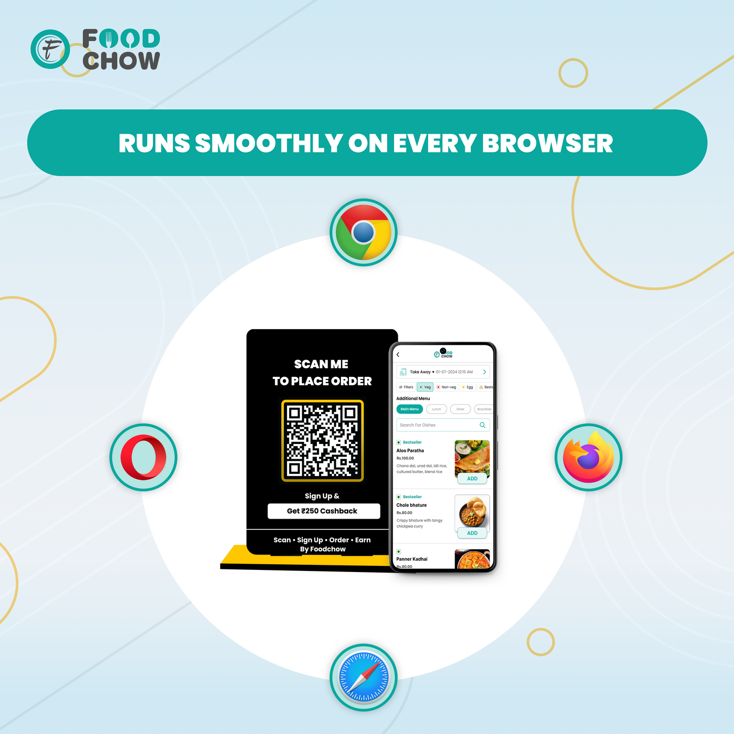 Foodchow Online Ordering Plan with QR Code | Dine-In & Takeaway Orders (Cash on Delivery)