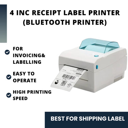 Shreyans 100mm Bluetooth Barcode Label + Receipt Printer for Invoicing & Labelling