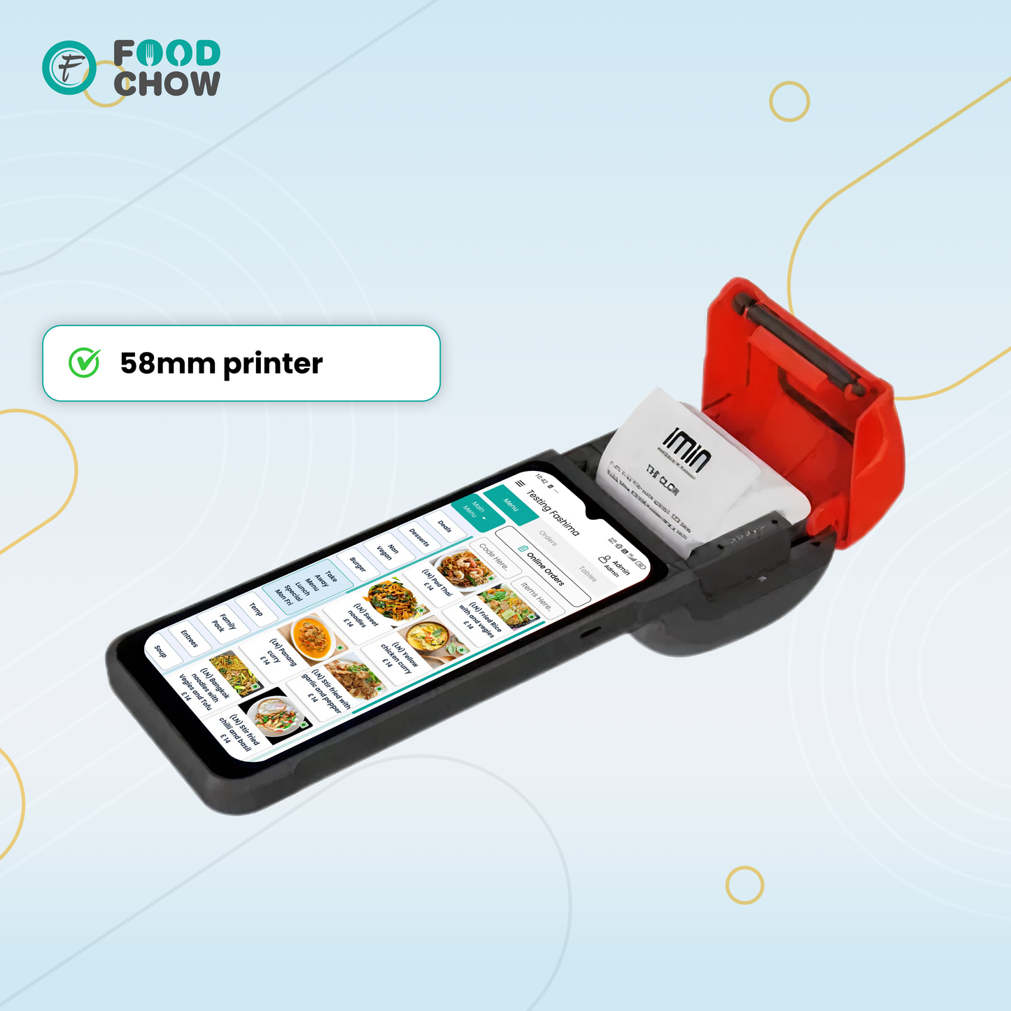 IMIN Mobile POS with Online Ordering Software + Free 14-Days Restaurant System