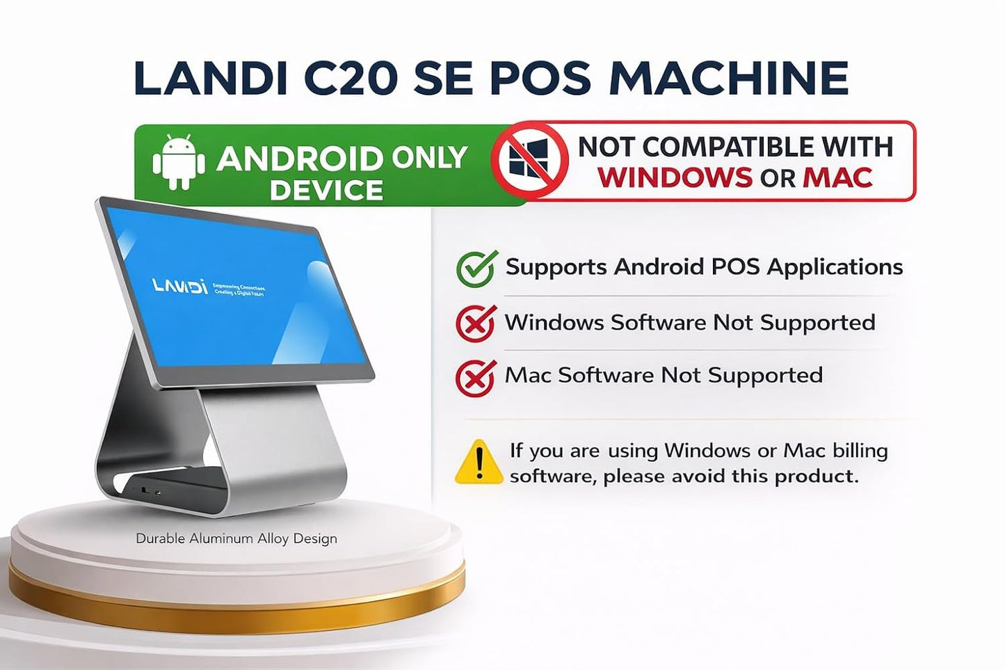 LANDI C20 SE Smart Android POS System for Restaurants & Cafes