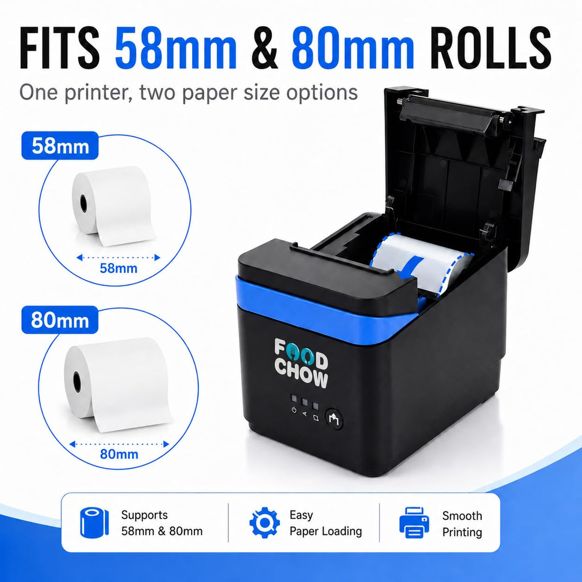 FoodChow 80mm & 58mm Thermal Receipt Printer with Auto Cutter