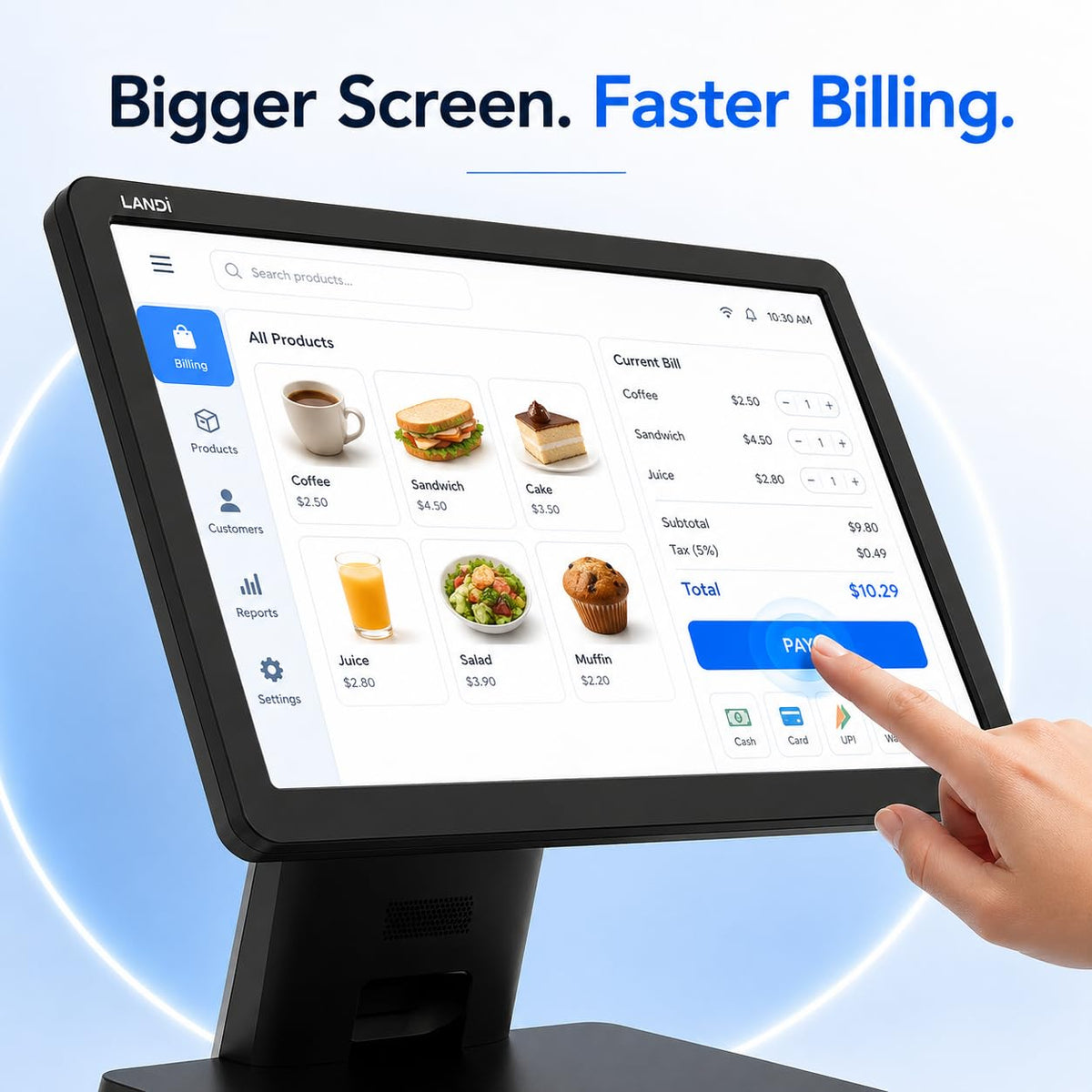 Landi C20 Lite Touchscreen Billing Terminal | FoodChow POS for Restaurants
