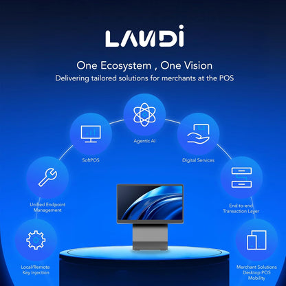 LANDI C20 Pro Dual Display Android POS Terminal with Built-in Printer for Cloud Kitchen