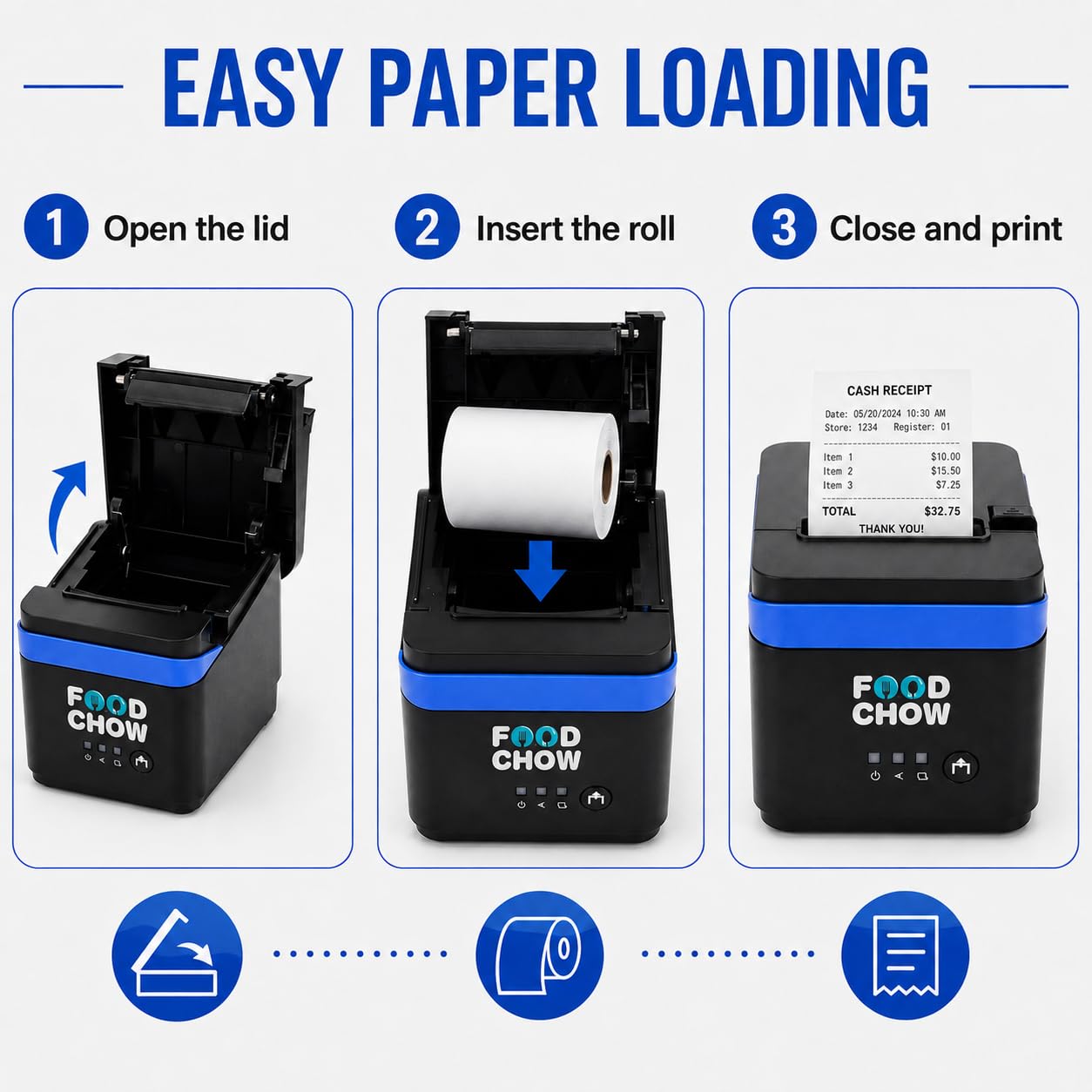 FoodChow 80mm & 58mm Thermal Receipt Printer with Auto Cutter