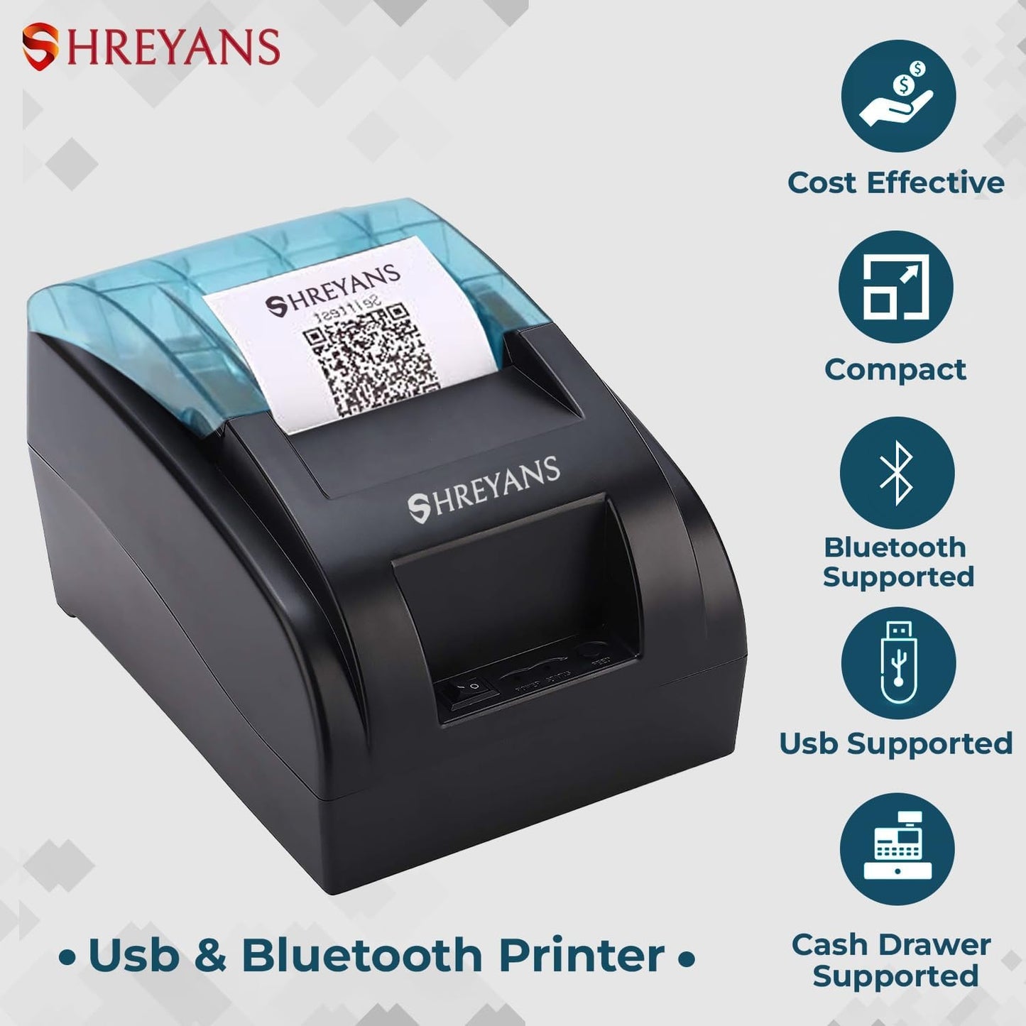Restaurant POS Premium 1-Year Billing Machine with Shreyans 58mm Thermal Receipt Printer