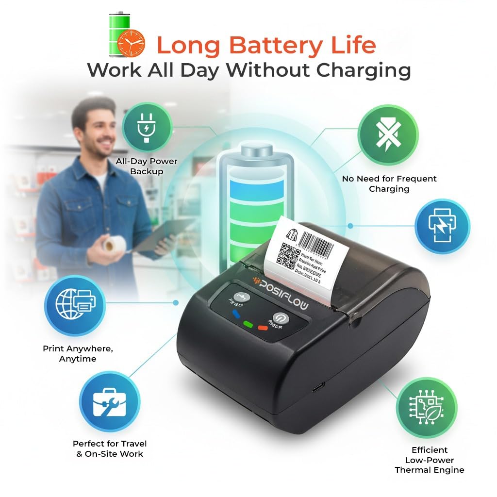 Posiflow Portable Thermal Label & Receipt Printer