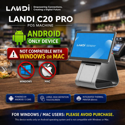 LANDI C20 Pro Dual Display Android POS Terminal with Built-in Printer for Cloud Kitchen