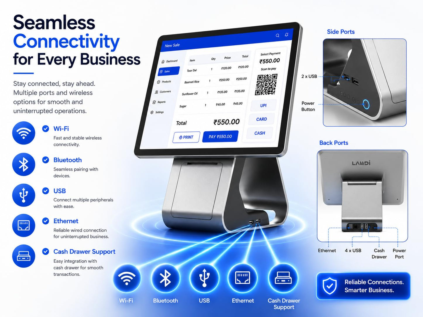 LANDI C20 Pro Android Restaurant POS Terminal with 80mm Printer