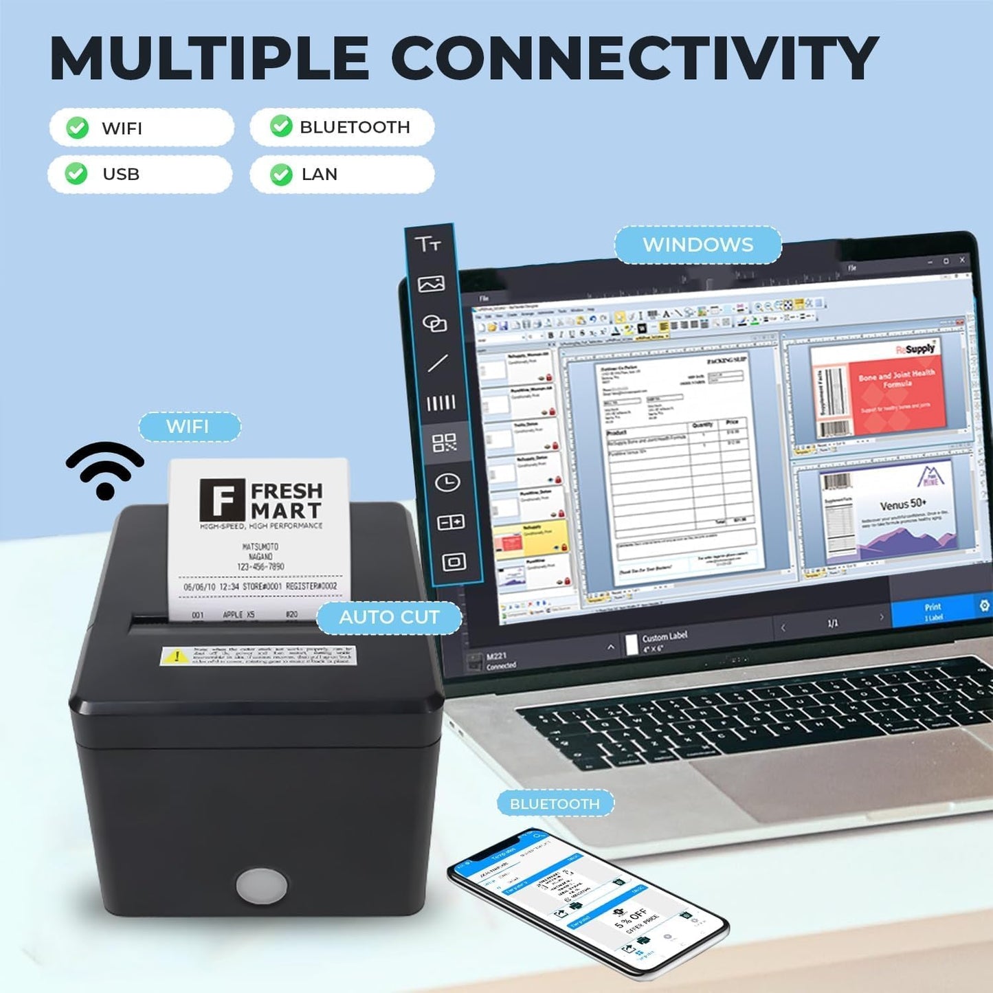 Restaurant  1-Year POS Premium Billing Machine with Shreyans 80mm Thermal Receipt Printer