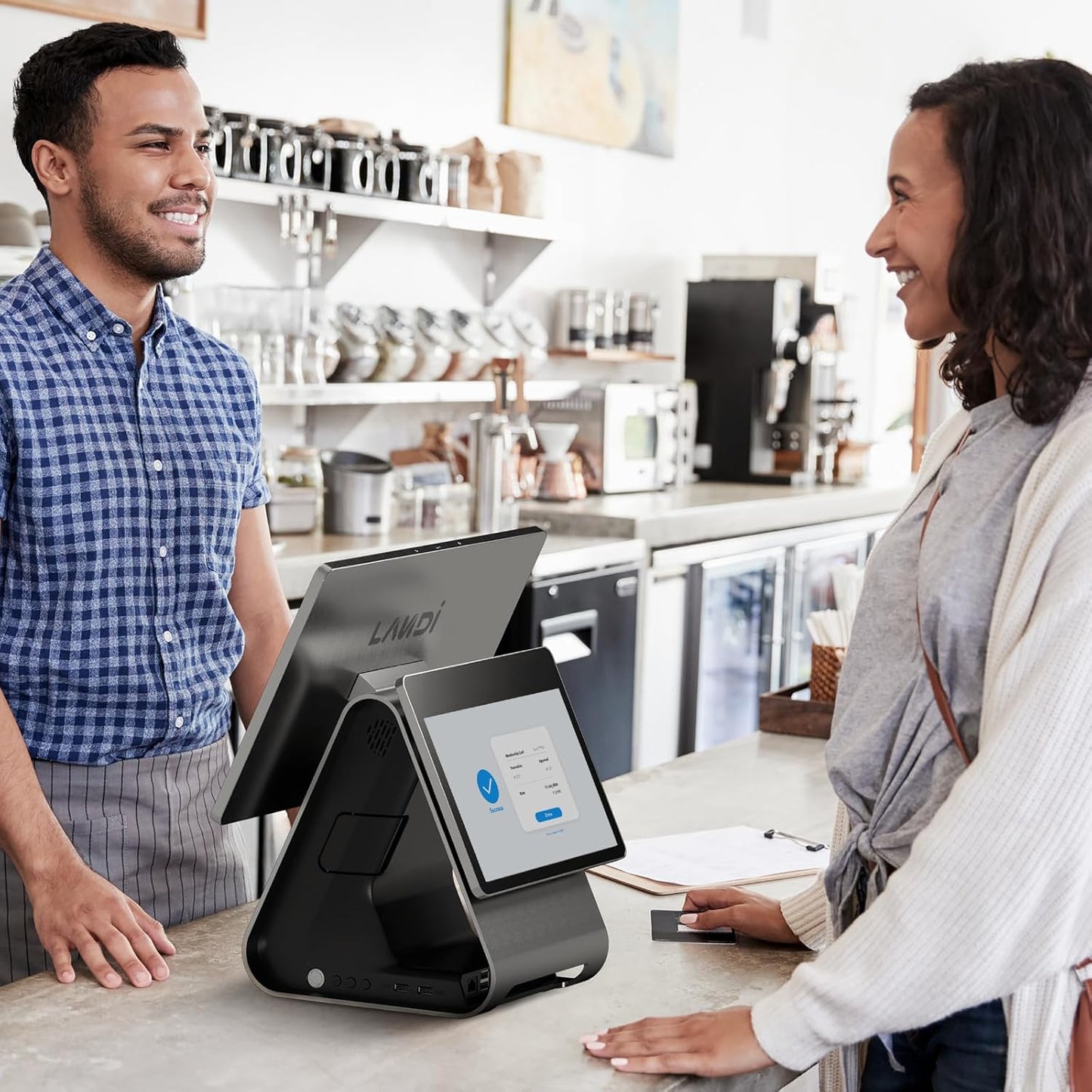 LANDI C20 Pro Dual Display Android POS Terminal with Built-in Printer for Cloud Kitchen