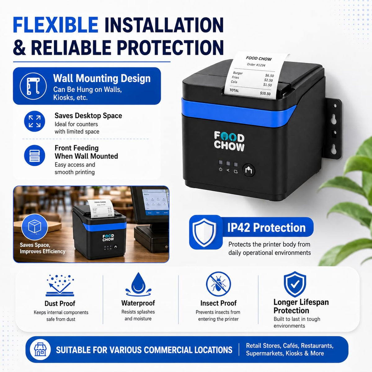 FoodChow 80mm & 58mm Thermal Receipt Printer with Auto Cutter