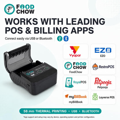 FoodChow Mini Portable Receipt Printer (58mm)