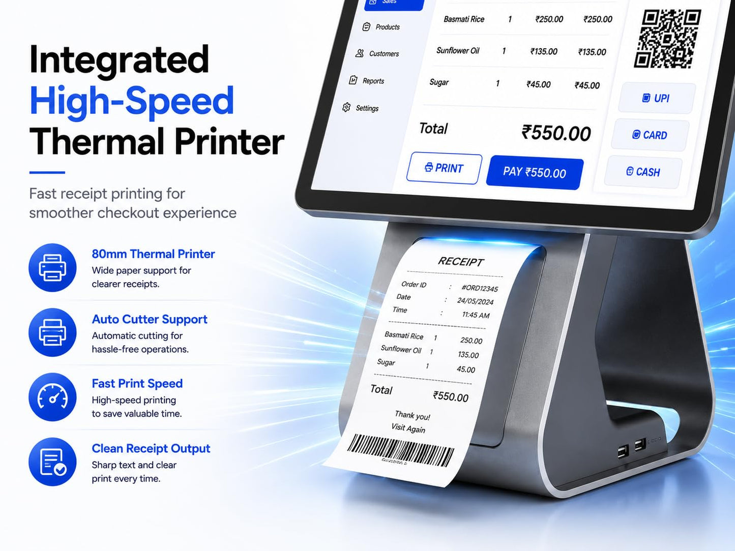 LANDI C20 Pro Android Restaurant POS Terminal with 80mm Printer
