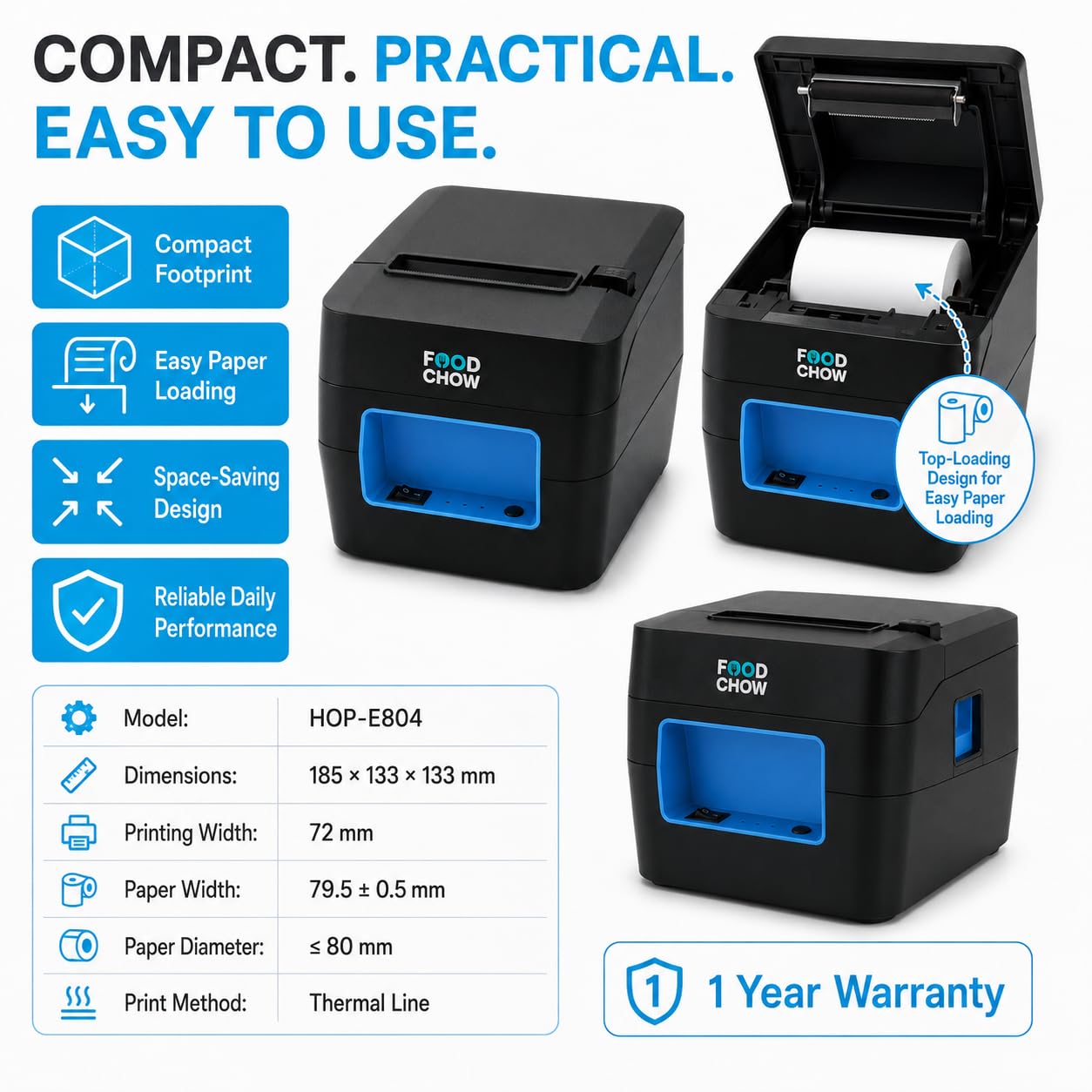 FoodChow 3-Inch Billing Printer for Restaurant, Shop, Retail & POS