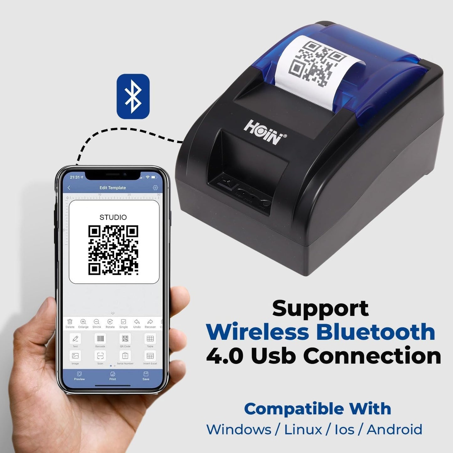 Restaurant POS Premium Billing Software with Hoin 58mm Thermal Receipt Printer