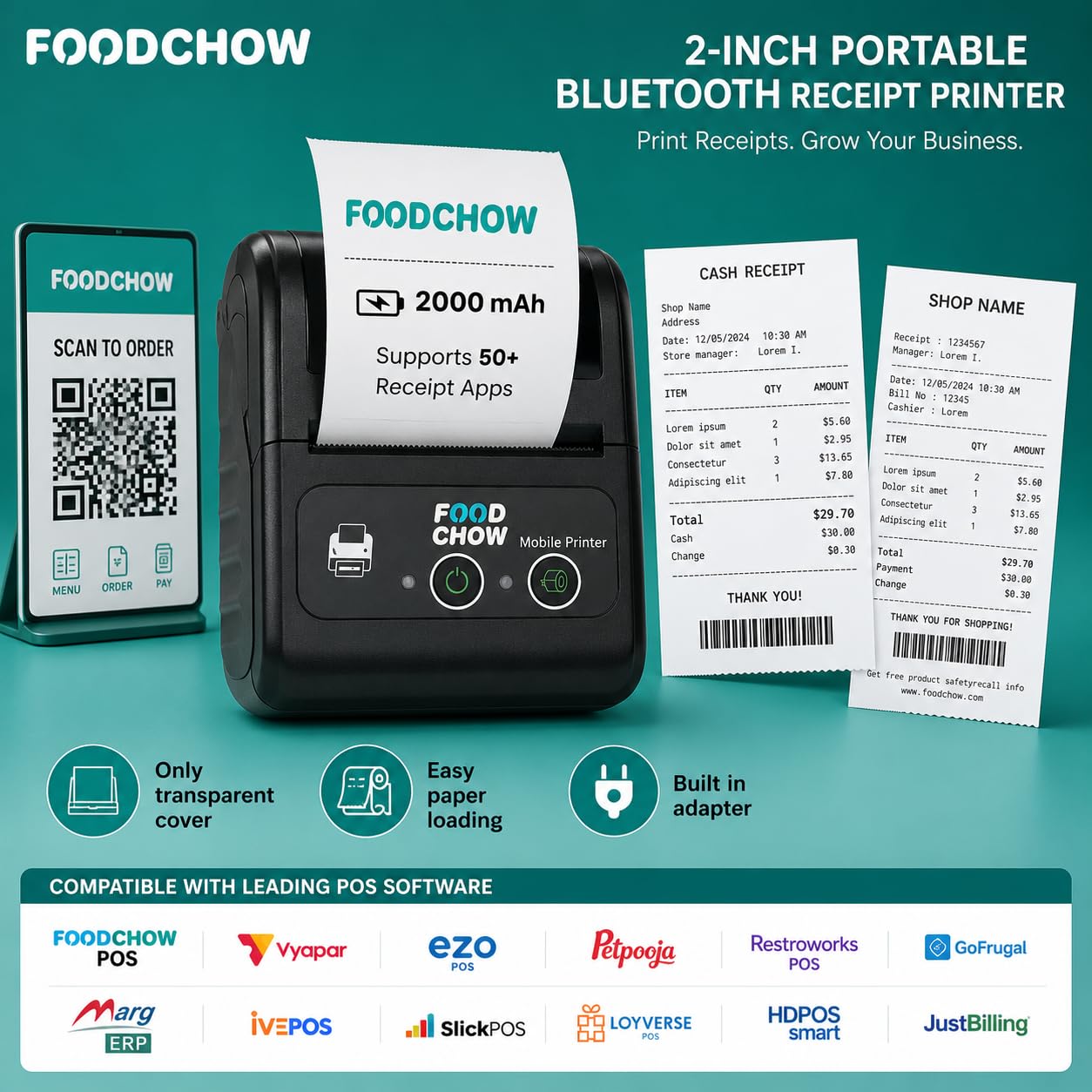 FoodChow Mini Portable Receipt Printer (58mm)