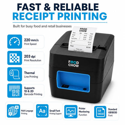 FoodChow 3-Inch Billing Printer for Restaurant, Shop, Retail & POS