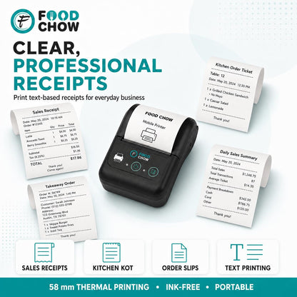 FoodChow Mini Portable Receipt Printer (58mm)