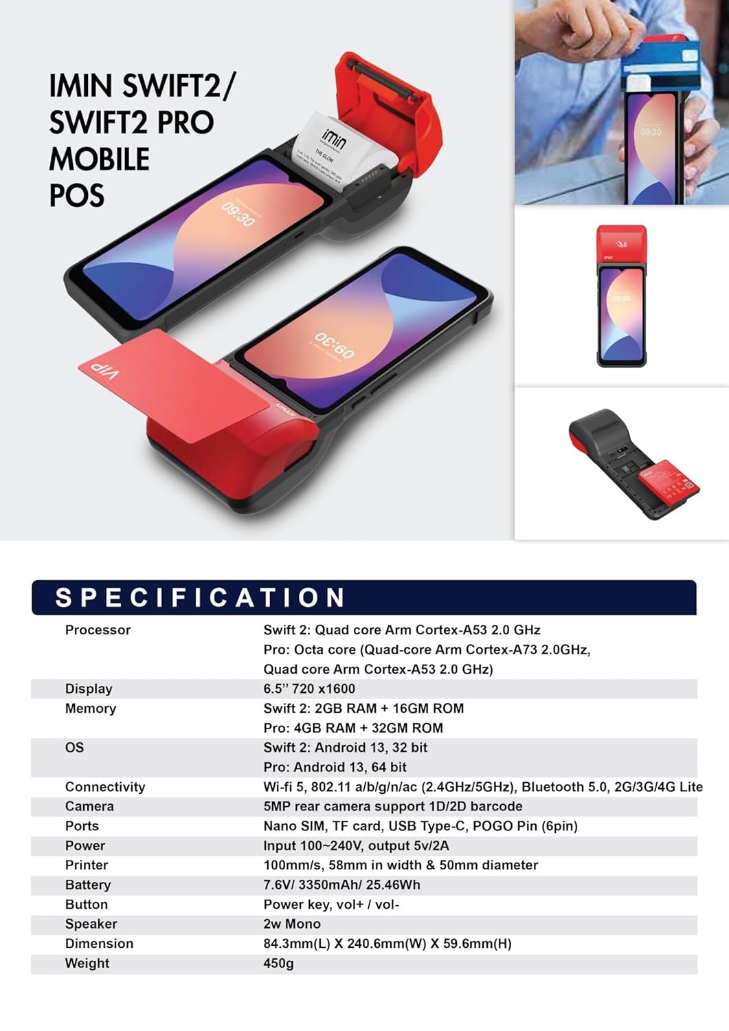 IMIN Mobile POS with Online Ordering Software + Free 14-Days Restaurant System
