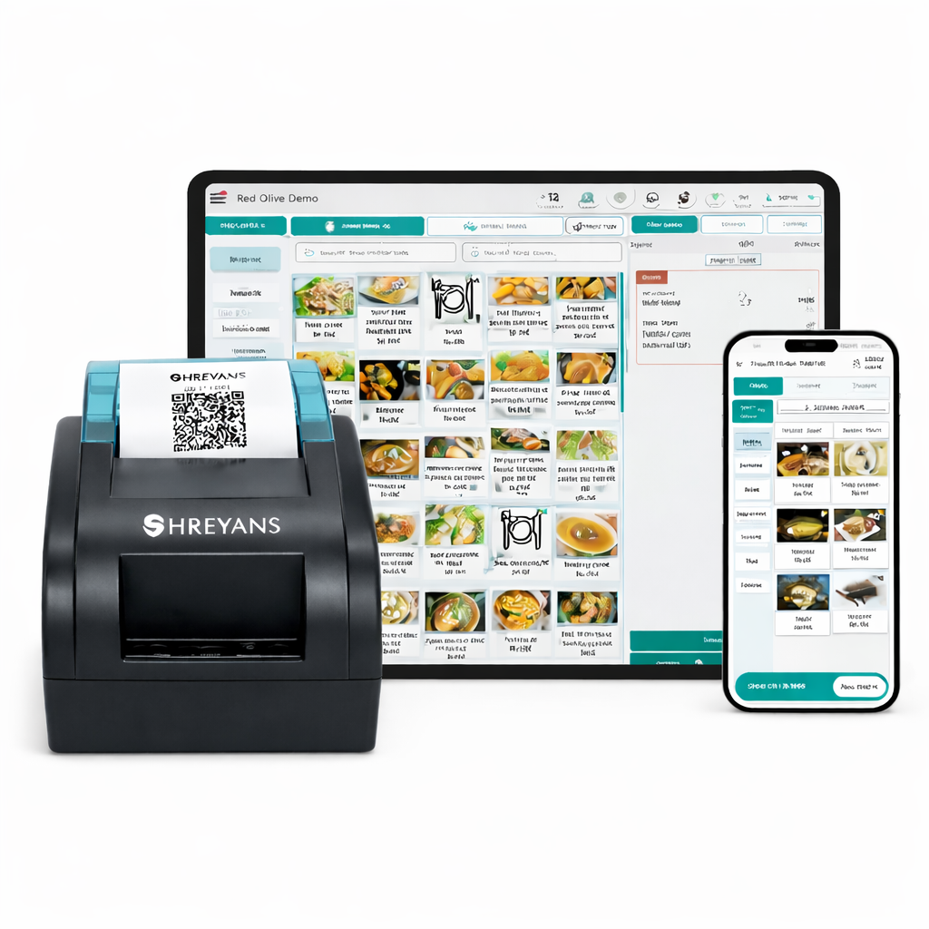 Restaurant POS Premium 1-Year Billing Machine with Shreyans 58mm Thermal Receipt Printer