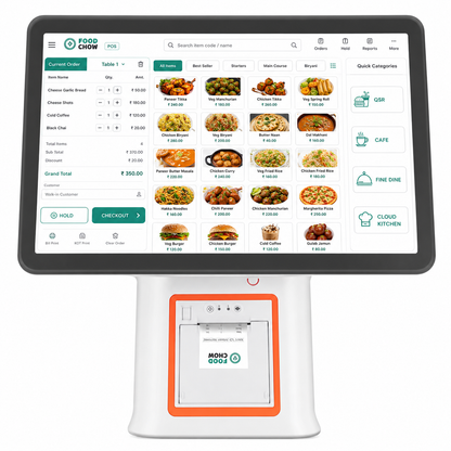 FoodChow Premium Restaurant POS Software with Touch Screen & Inbuilt 58mm Printer