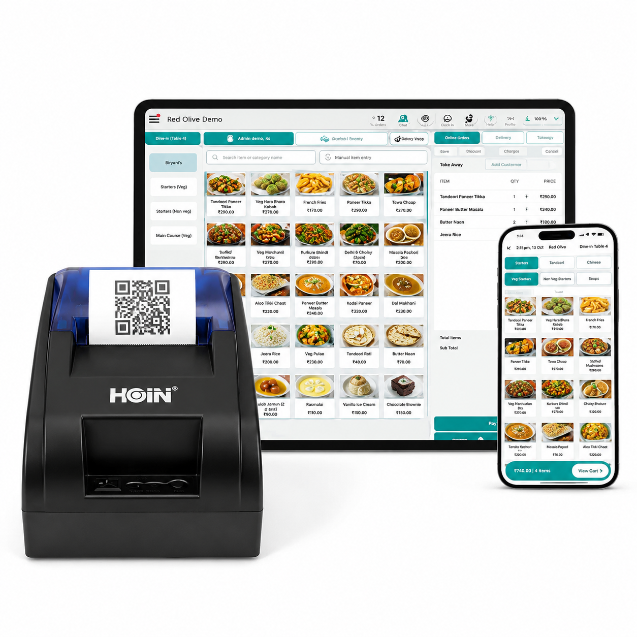 Restaurant 1-Year POS Lite Billing Machine with Hoin 58mm Thermal Receipt Printer
