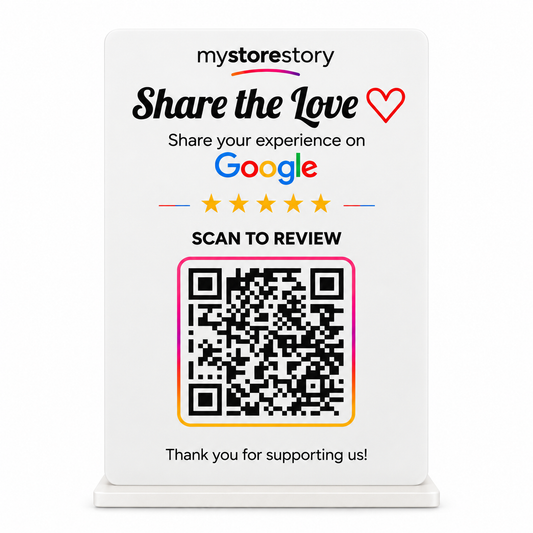 MyStoreStory Google Review QR Code Tabletop Stand for Business