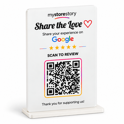 MyStoreStory Google Review QR Code Tabletop Stand for Business