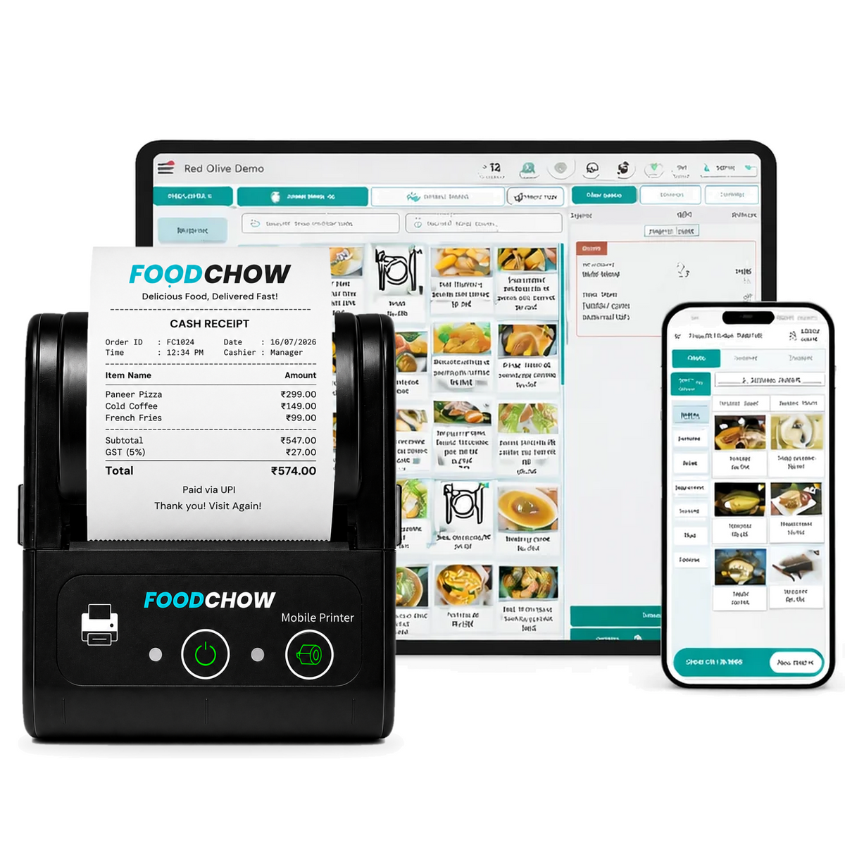 Billing System for Restaurants, Cafes with 58mm Portable Thermal Receipt Printer